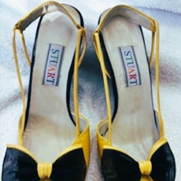 Vintage STUART Stuart Wiseman leather sling back wedges NWOT Size 8-1/2 +/- - Picture 4 of 11